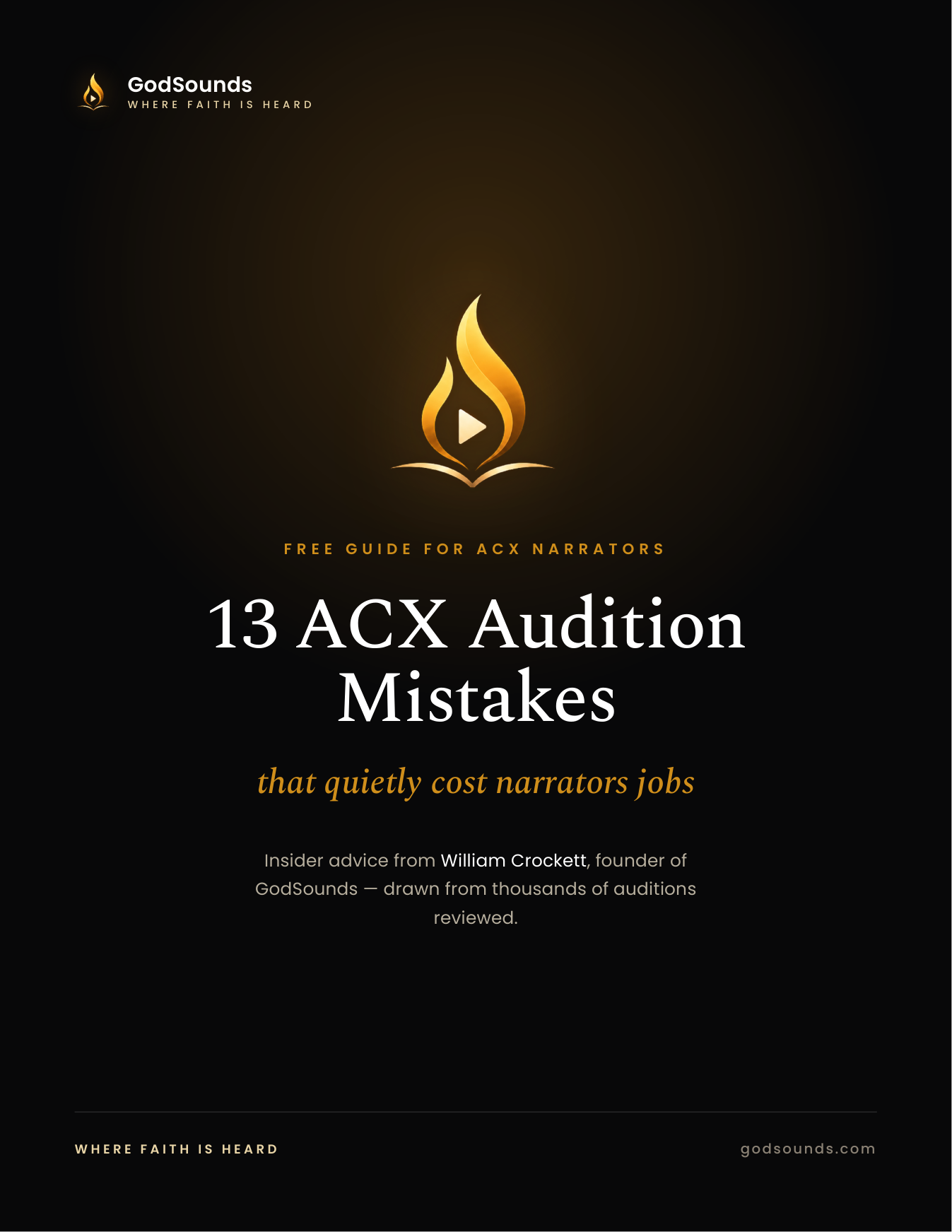 13 ACX Audition Mistakes, free guide cover